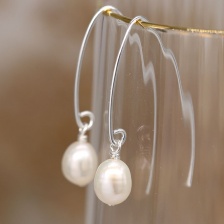 Sterling Silver Marquis and Pearl Drop Earrings by Peace of Mind